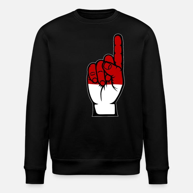Indonesien Flagge Nummer 1 - Stanley/Stella Unisex Bio-Sweatshirt ROLLER - Schwarz