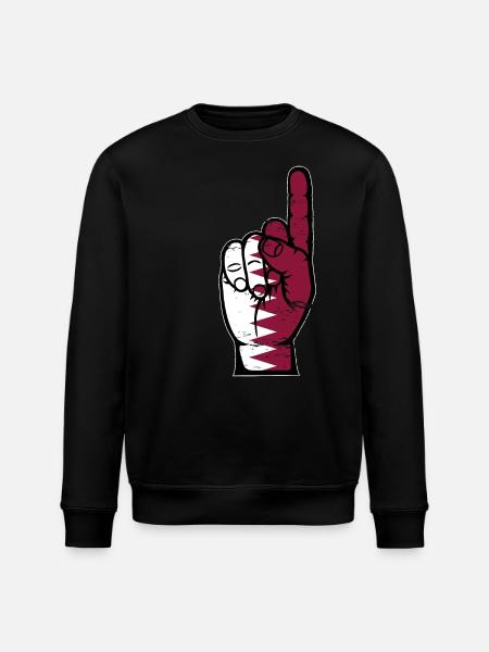 Qatar flag number 1 used - Stanley/Stella ROLLER Unisex Organic Sweatshirt - black