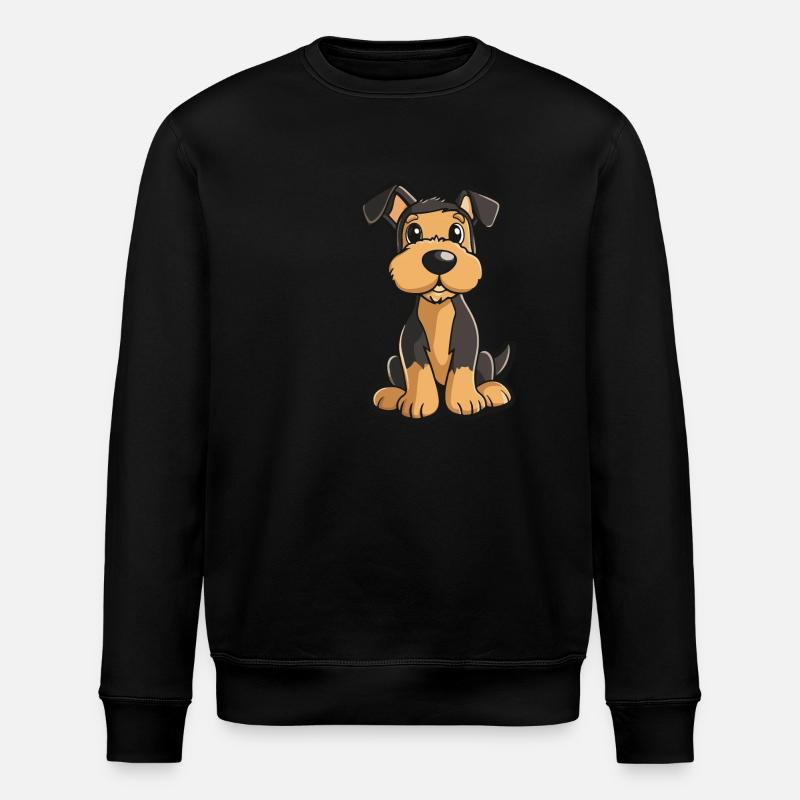 Airedale Terrier Dog Comic Cute - Stanley/Stella ROLLER Unisex Organic Sweatshirt - black