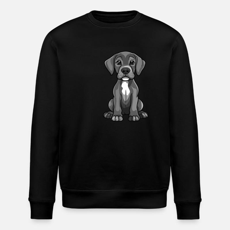 Great Dane Dog Comic Cute - Stanley/Stella ROLLER Unisex Organic Sweatshirt - black
