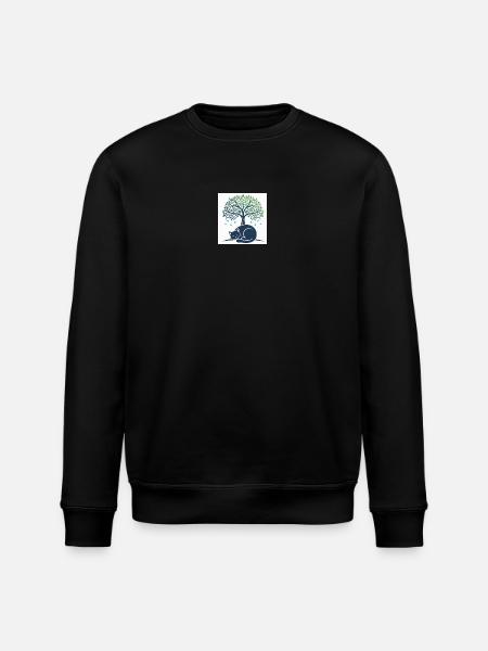 Sleeper cat under tree swirl - Stanley/Stella ROLLER Unisex Organic Sweatshirt - black