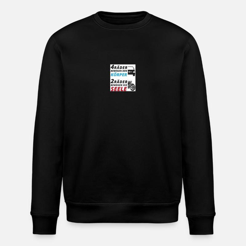 Motorradfahrer Spruch "2 Räder bewegen die Seele" - Stanley/Stella Unisex Bio-Sweatshirt ROLLER - Schwarz