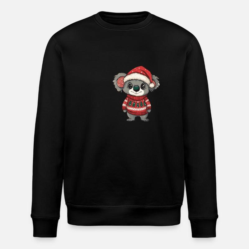 Koala Weihnachten Comic - Stanley/Stella Unisex Bio-Sweatshirt ROLLER - Schwarz
