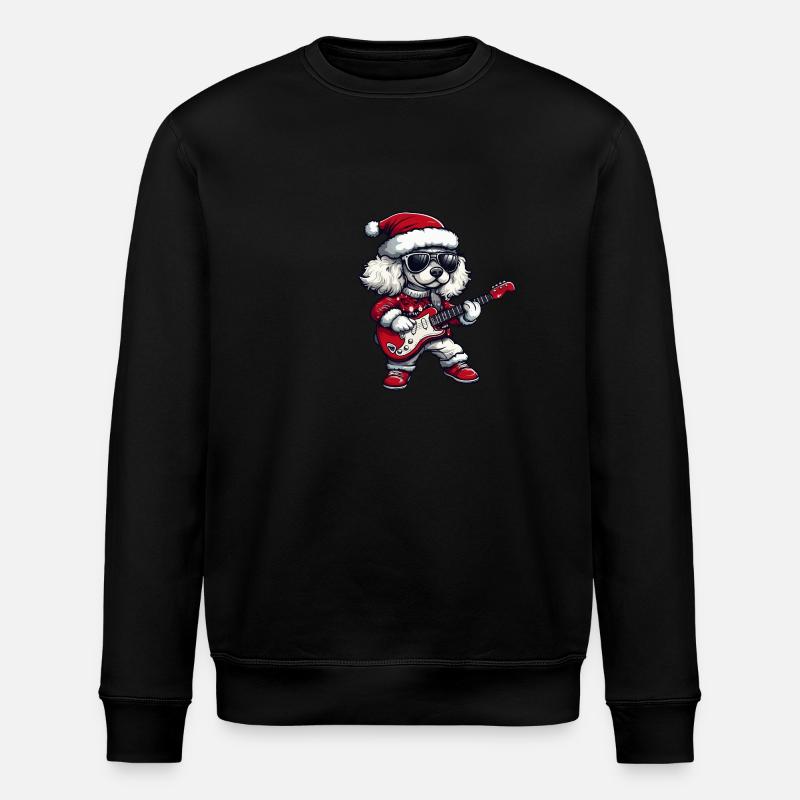 Caniche chien Noël Guitare Rocker - Sweat bio ROLLER Stanley/Stella Unisexe - noir