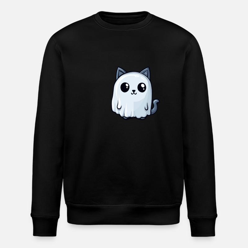 Cat Halloween Funny Ghost - Stanley/Stella ROLLER Unisex Organic Sweatshirt - black