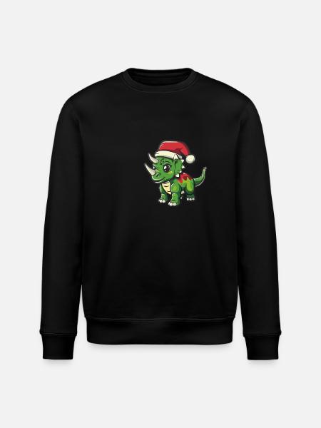 Dinosaur triceratops Christmas - Stanley/Stella ROLLER Unisex Organic Sweatshirt - black