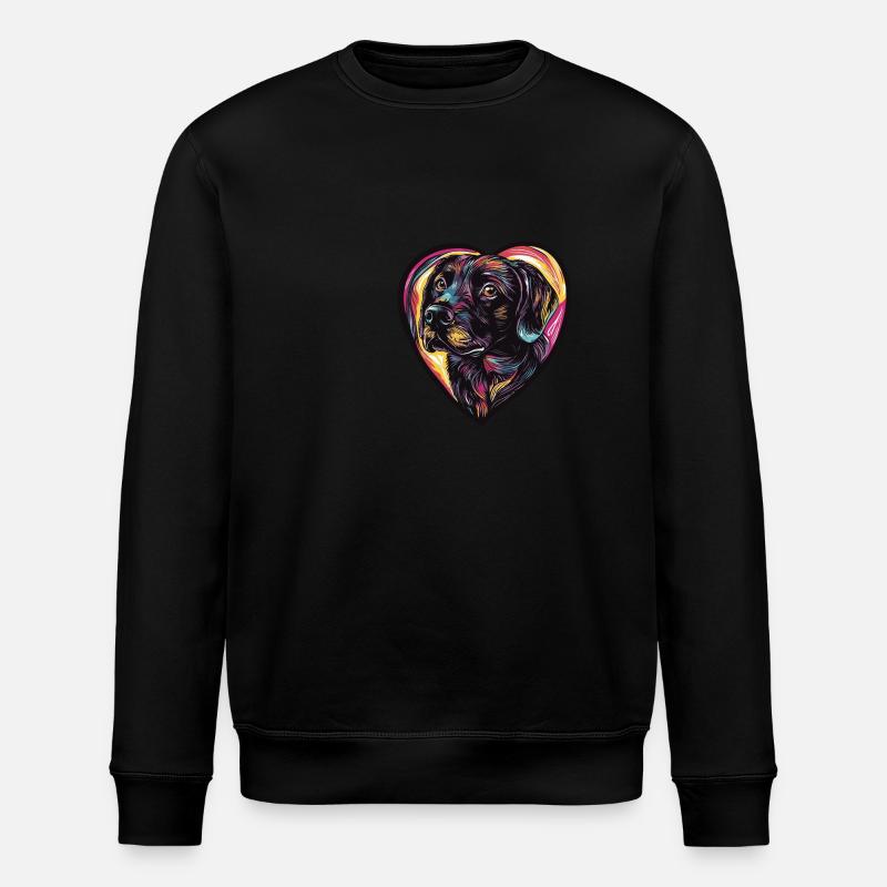 Labrador Hund Herz Liebe - Stanley/Stella Unisex Bio-Sweatshirt ROLLER - Schwarz
