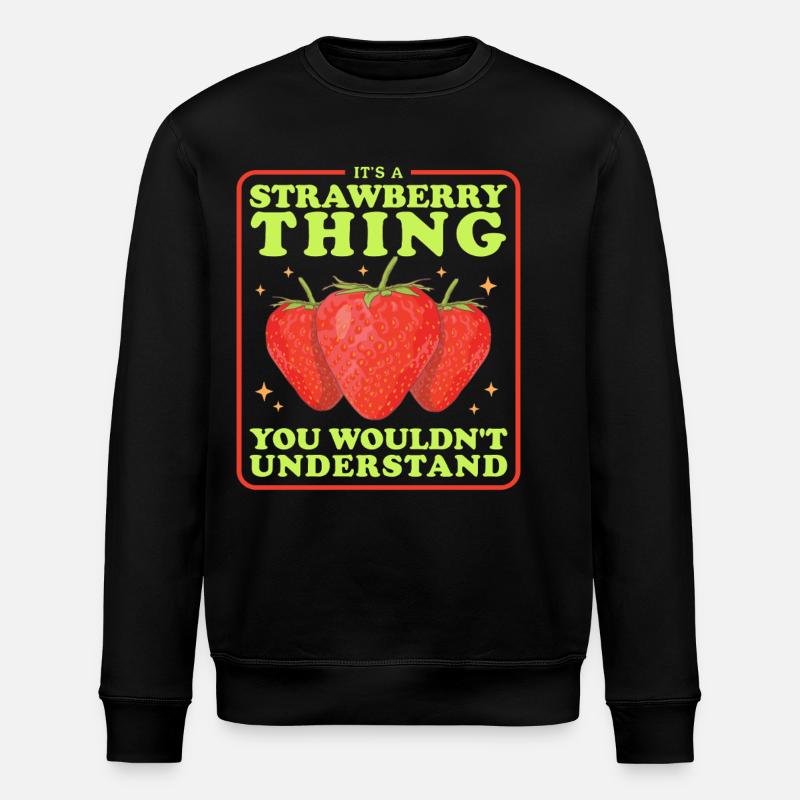 Erdbeeren Erdbeere Strawberry Geschenke - Stanley/Stella Unisex Bio-Sweatshirt ROLLER - Schwarz