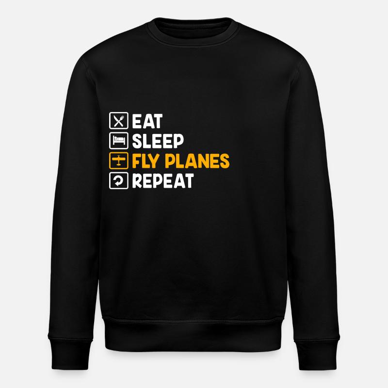 Model Airplane Model Airplane - Stanley/Stella ROLLER Unisex Organic Sweatshirt - black