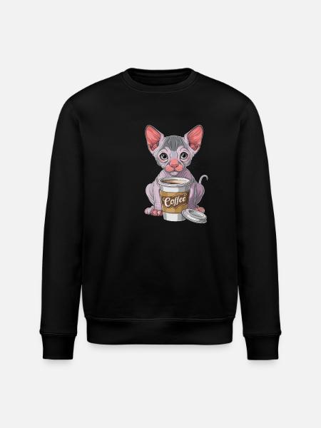 Nacktkatze mit Kaffee - Stanley/Stella Unisex Bio-Sweatshirt ROLLER - Schwarz