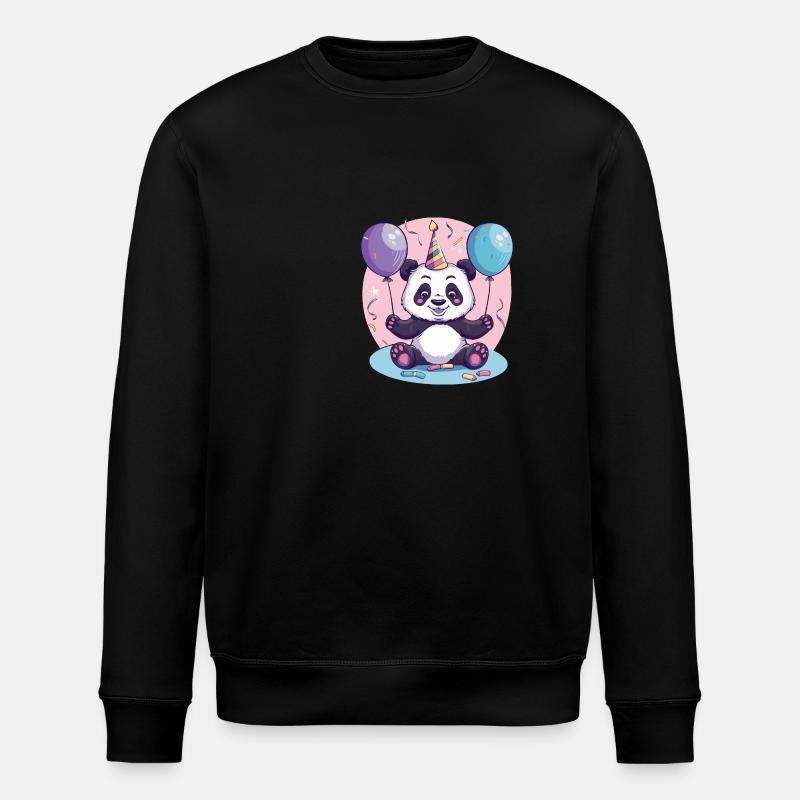 Panda Birthday Comic - Stanley/Stella ROLLER Unisex Organic Sweatshirt - black