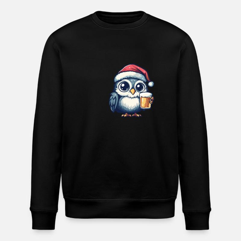 Eule Bier Xmas Weihnachten - Stanley/Stella Unisex Bio-Sweatshirt ROLLER - Schwarz