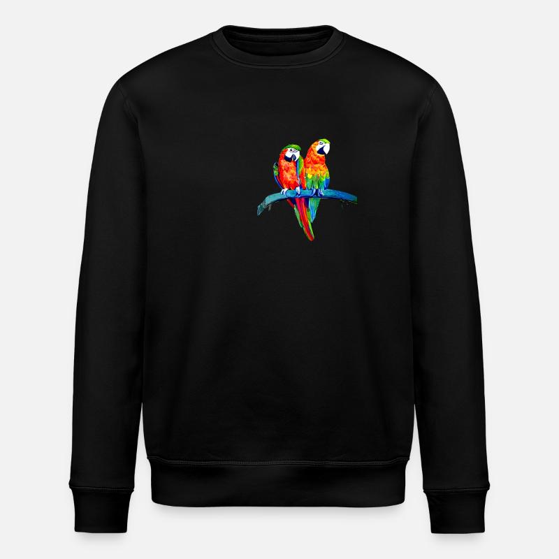 Deux perroquets aras sur branche - Sweat bio ROLLER Stanley/Stella Unisexe - noir