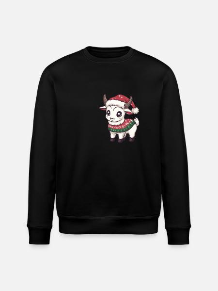 Bergziege Weihnachten Comic - Stanley/Stella Unisex Bio-Sweatshirt ROLLER - Schwarz