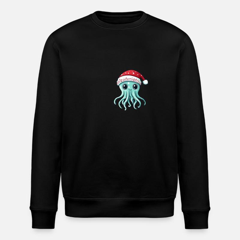 Qualle Weihnachten Comic - Stanley/Stella Unisex Bio-Sweatshirt ROLLER - Schwarz