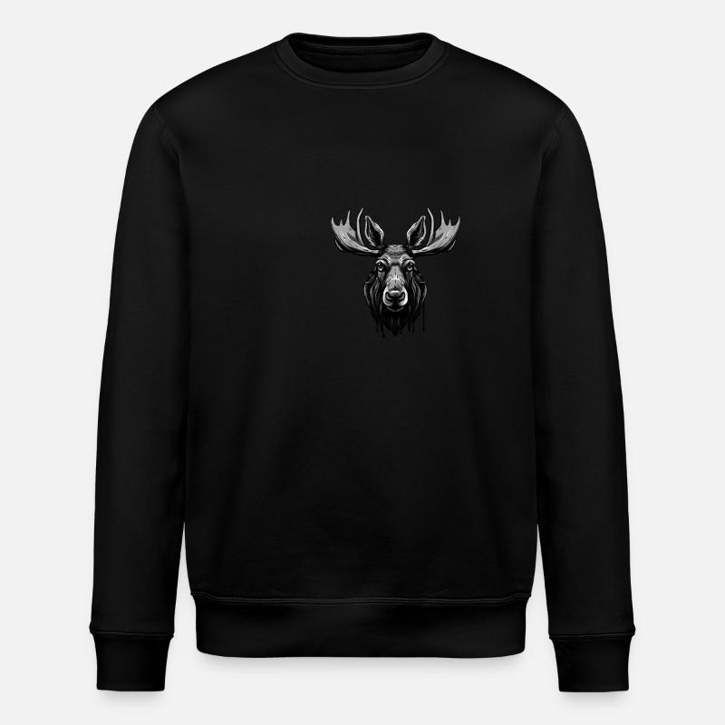 Elch Portrait - Stanley/Stella Unisex Bio-Sweatshirt ROLLER - Schwarz