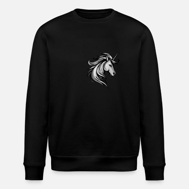 Einhorn Kopf - Stanley/Stella Unisex Bio-Sweatshirt ROLLER - Schwarz