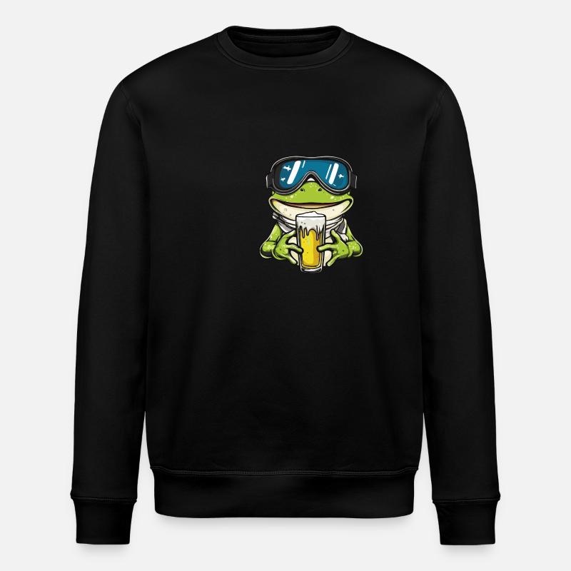 Frog Ski Beer - Stanley/Stella ROLLER Unisex Organic Sweatshirt - black