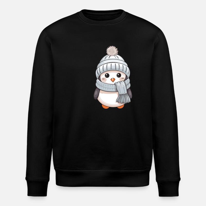 Pinguin Winter Comic Niedlich - Stanley/Stella Unisex Bio-Sweatshirt ROLLER - Schwarz