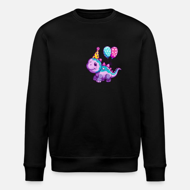 Dinosaur stegosaurus birthday comic - Stanley/Stella ROLLER Unisex Organic Sweatshirt - black
