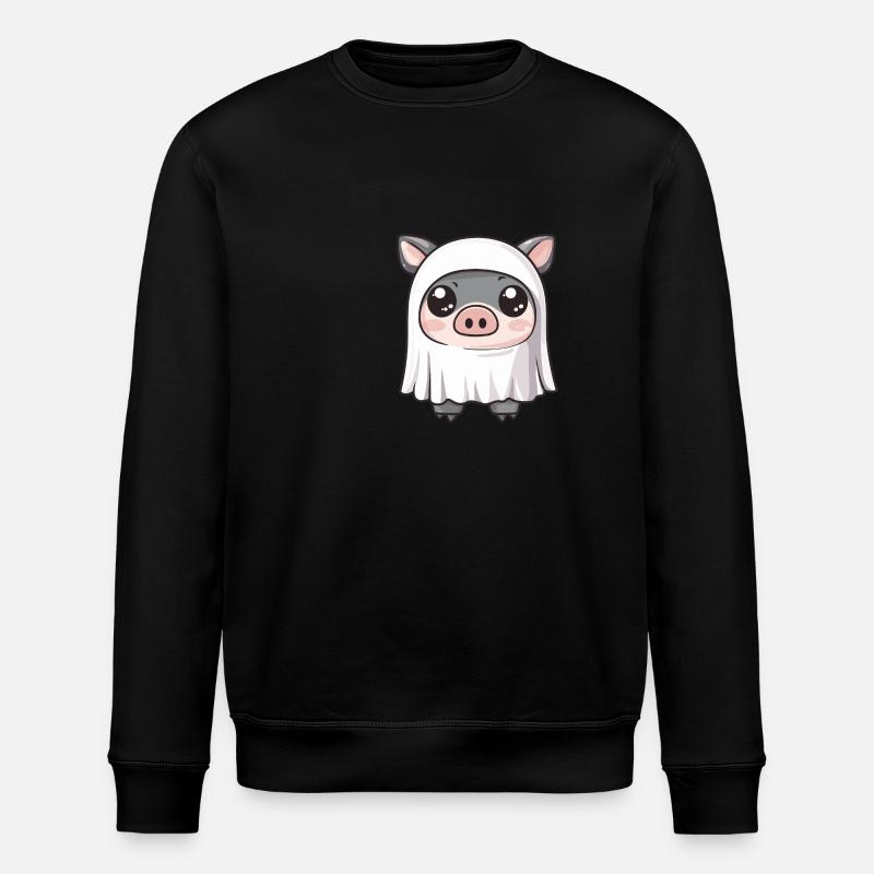 Pig HalloweenGhost Boar - Stanley/Stella ROLLER Unisex Organic Sweatshirt - black