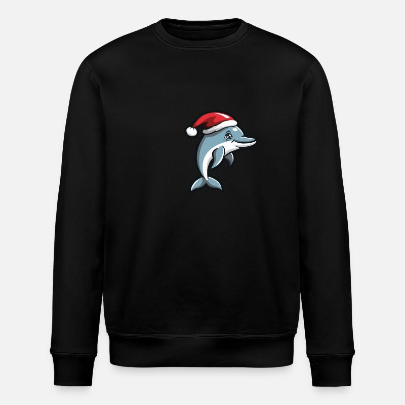 Dolphin Christmas - Stanley/Stella ROLLER Unisex Organic Sweatshirt - black