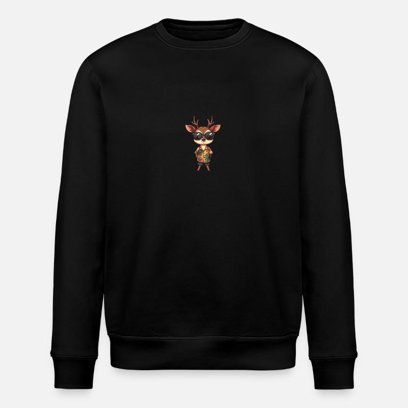Deer Comic Cool Summer - Stanley/Stella ROLLER Unisex Organic Sweatshirt - black