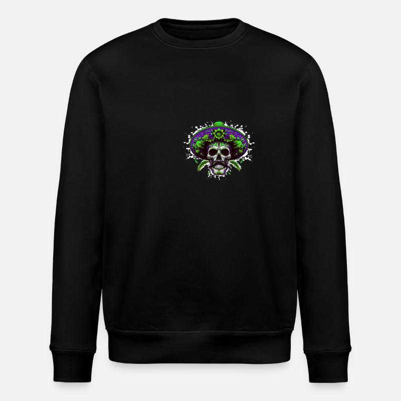 Mexican Skull - Stanley/Stella ROLLER Unisex Organic Sweatshirt - black