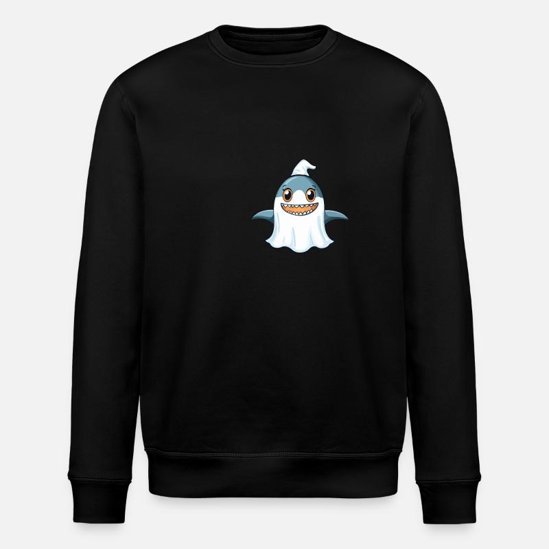 Shark Halloween Funny Ghost - Stanley/Stella ROLLER Unisex Organic Sweatshirt - black