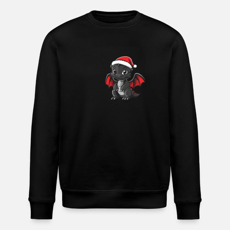 Drache Weihnachten Niedlich - Stanley/Stella Unisex Bio-Sweatshirt ROLLER - Schwarz