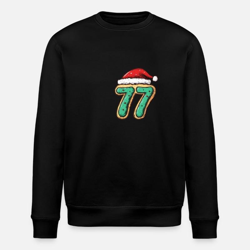 77 Number Christmas - Stanley/Stella ROLLER Unisex Organic Sweatshirt - black