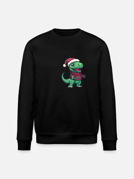 Dinosaur T-Rex Christmas Comic - Stanley/Stella ROLLER Unisex Organic Sweatshirt - black