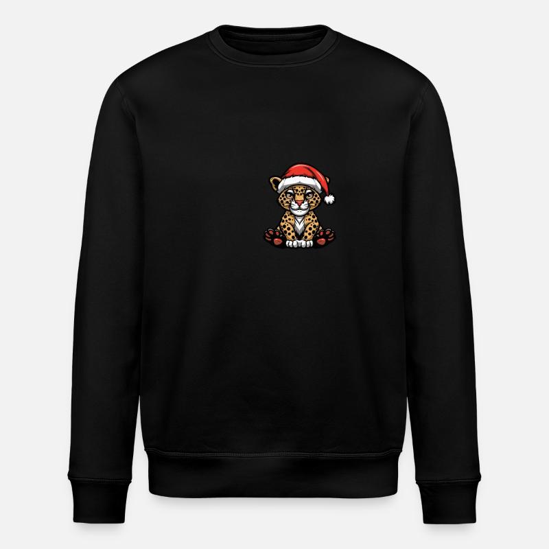 Leopard Christmas - Stanley/Stella ROLLER Unisex Organic Sweatshirt - black