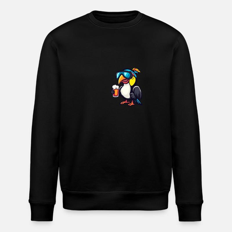 Toucan Bird Ski Beer - Stanley/Stella ROLLER Unisex Organic Sweatshirt - black