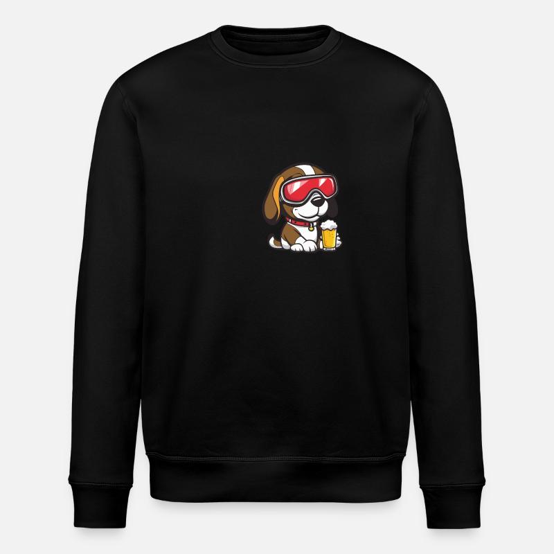Beagle Dog Ski Beer - Stanley/Stella ROLLER Unisex Organic Sweatshirt - black
