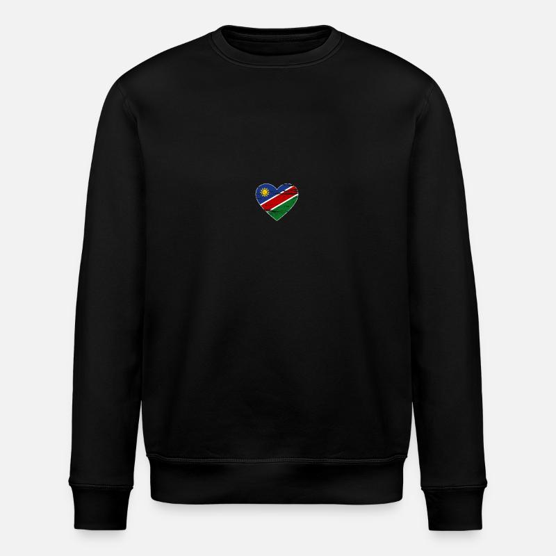 Namibia flag heart used - Stanley/Stella ROLLER Unisex Organic Sweatshirt - black