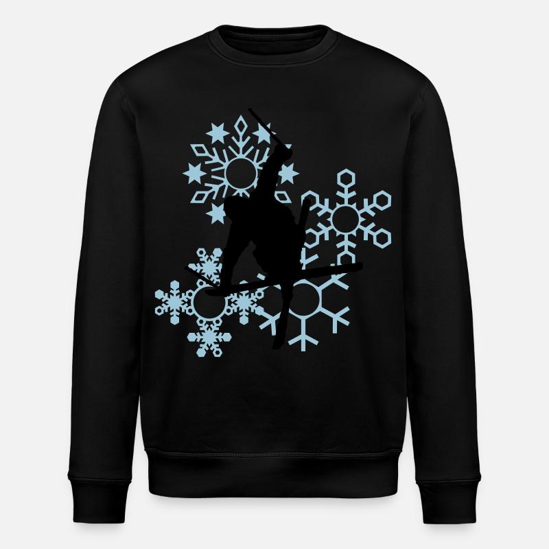 Skier mit Schneeflocken - Stanley/Stella Unisex Bio-Sweatshirt ROLLER - Schwarz