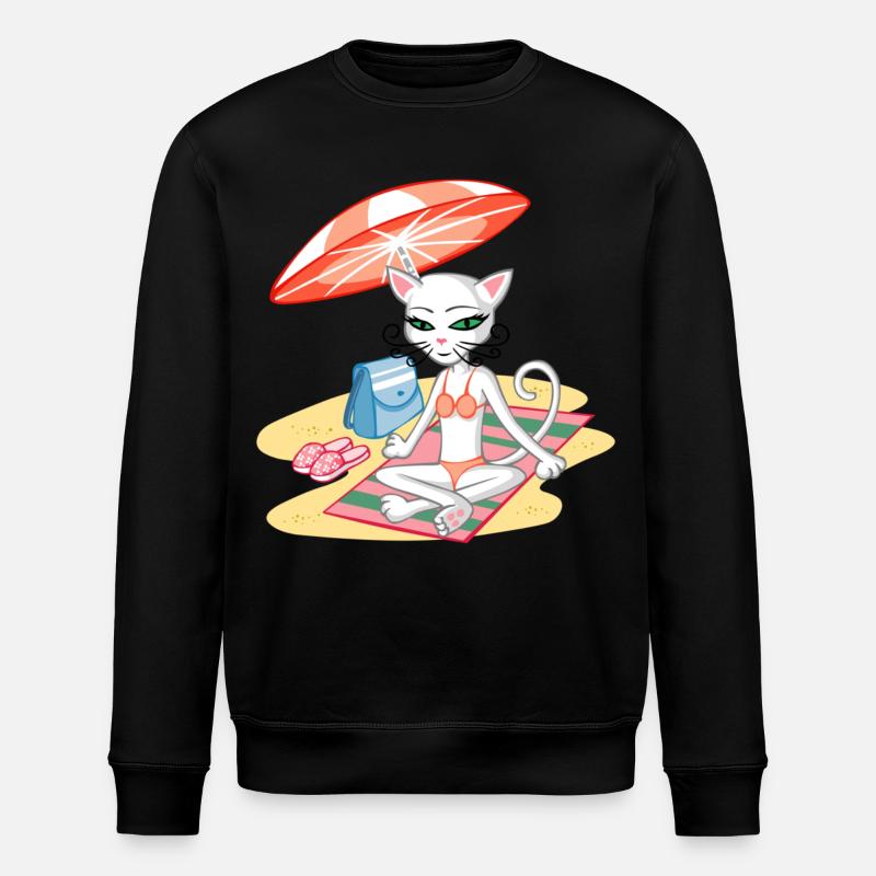 Chat sur la plage - Sweat bio ROLLER Stanley/Stella Unisexe - noir