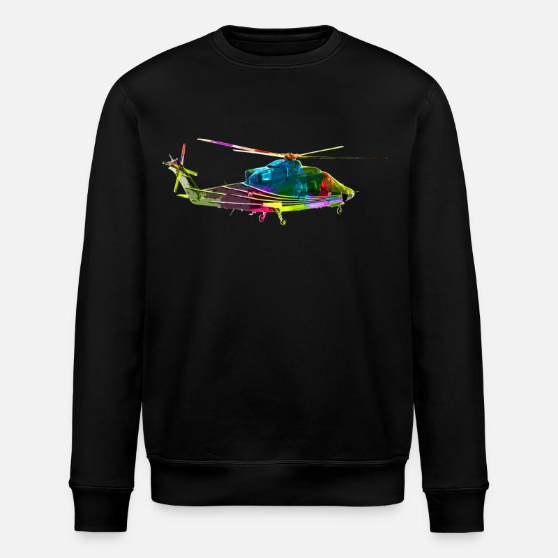 Bunter Helikopter - Stanley/Stella Unisex Bio-Sweatshirt ROLLER - Schwarz