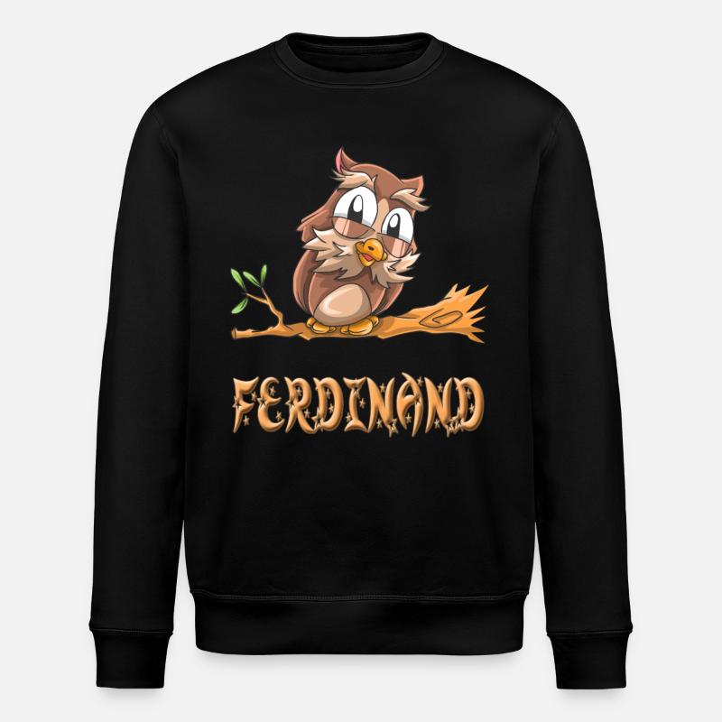 Eule Ferdinand - Stanley/Stella Unisex Bio-Sweatshirt ROLLER - Schwarz