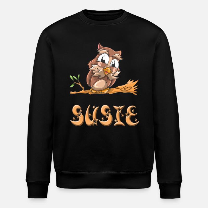 Eule Susie - Stanley/Stella Unisex Bio-Sweatshirt ROLLER - Schwarz