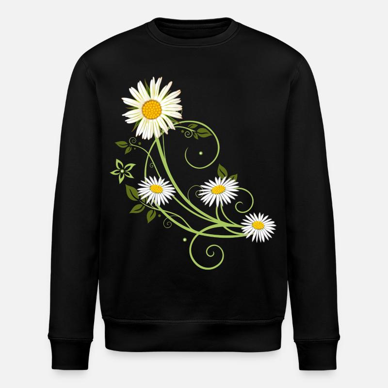Ranke mit Margerite und Gänseblümchen - Stanley/Stella Unisex Bio-Sweatshirt ROLLER - Schwarz