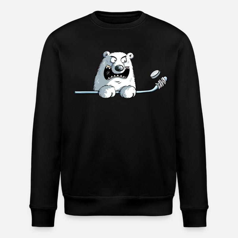 Cooler Eisbär Mit Eishockeyschläger I Eishockey - Stanley/Stella Unisex Bio-Sweatshirt ROLLER - Schwarz