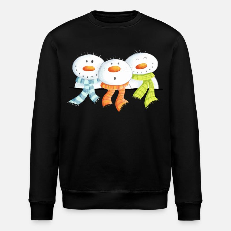Three Snowmen - Christmas - Gift - Stanley/Stella ROLLER Unisex Organic Sweatshirt - black