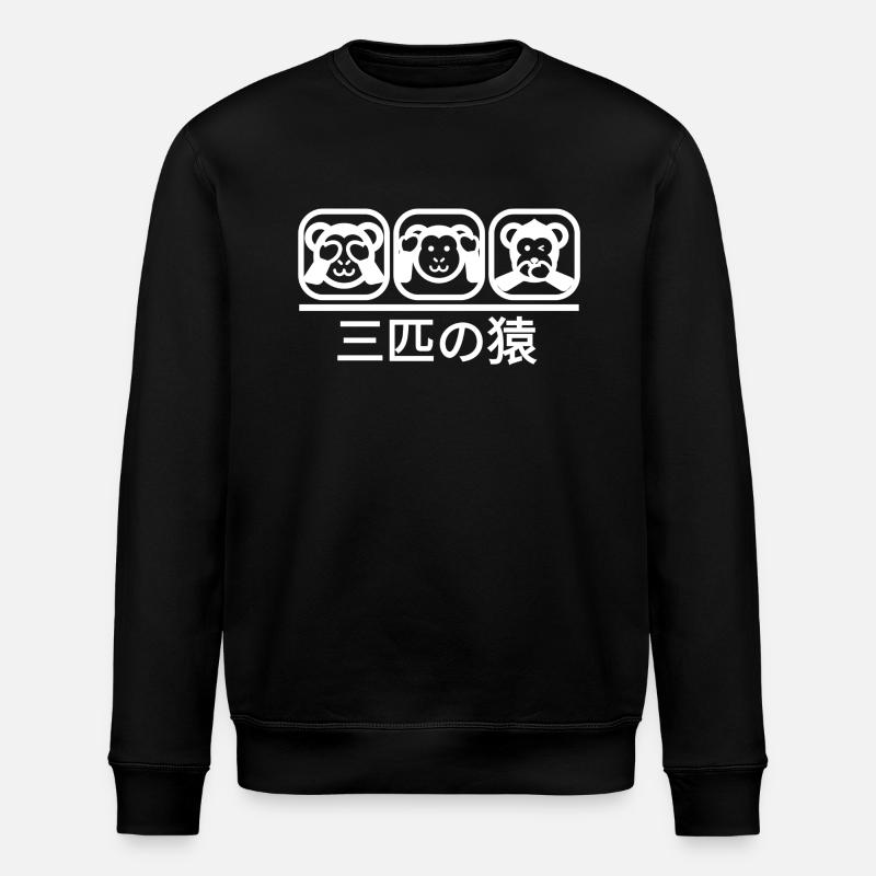 Trois singes White - Sweat bio ROLLER Stanley/Stella Unisexe - noir