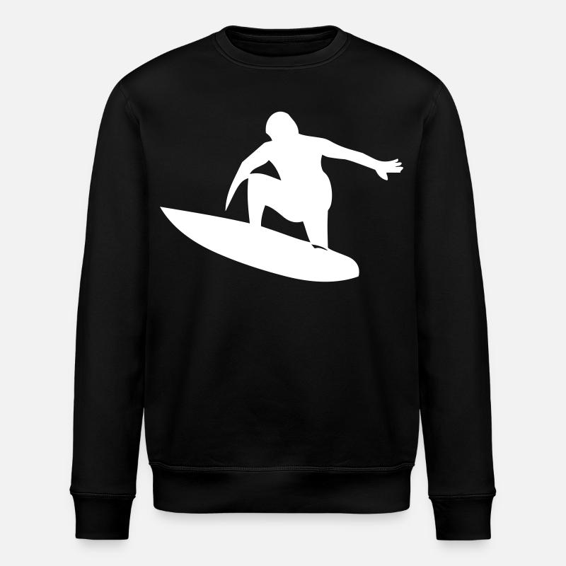 Surfer with surfboard - Stanley/Stella ROLLER Unisex Organic Sweatshirt - black