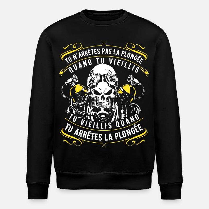Tu n'arrêtes pas la plongée - Sweat bio ROLLER Stanley/Stella Unisexe - noir