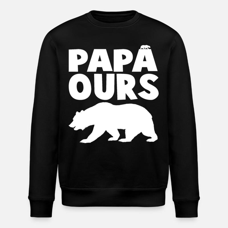 Wild papabear head in silhouette - Stanley/Stella ROLLER Unisex Organic Sweatshirt - black