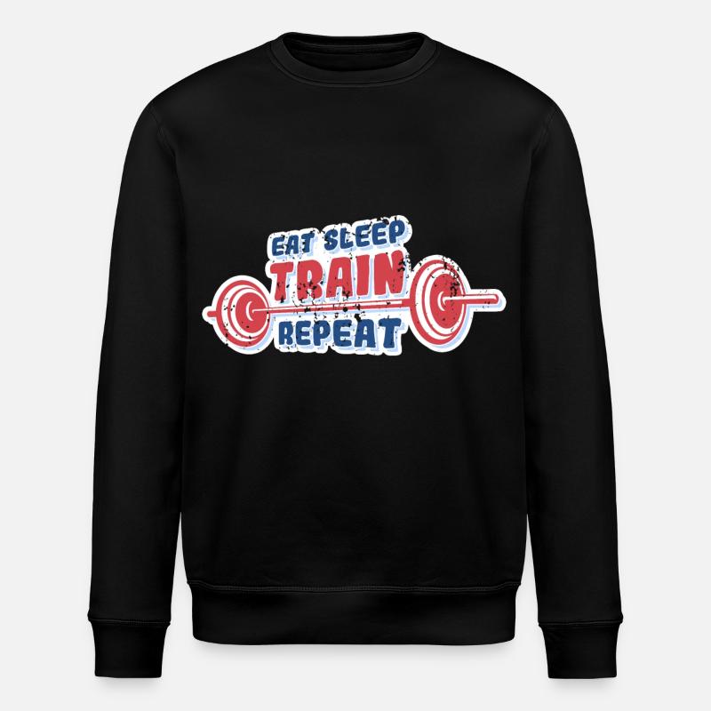 Eat Sleep Train Repeat - Stanley/Stella ROLLER Unisex Organic Sweatshirt - black