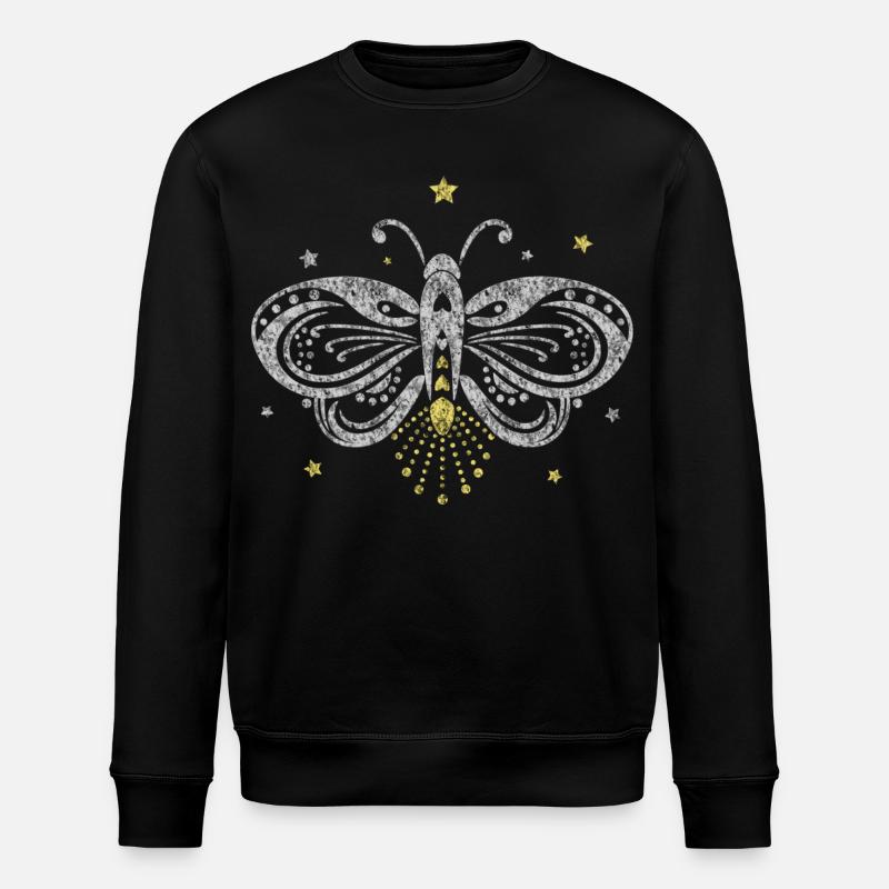 Glühwürmchen Motte Tattoo Licht Sterne - Stanley/Stella Unisex Bio-Sweatshirt ROLLER - Schwarz